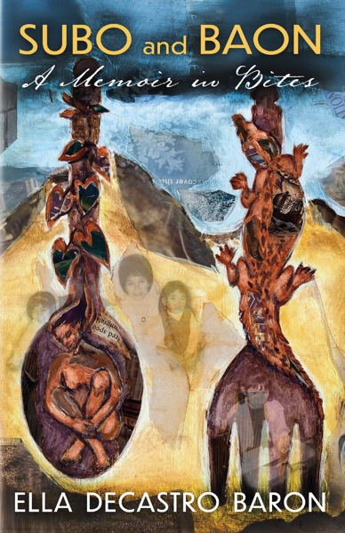 book cover shapes of spoon and fork against a collage