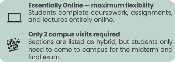 green box with messaging about online courses for Fall 2026