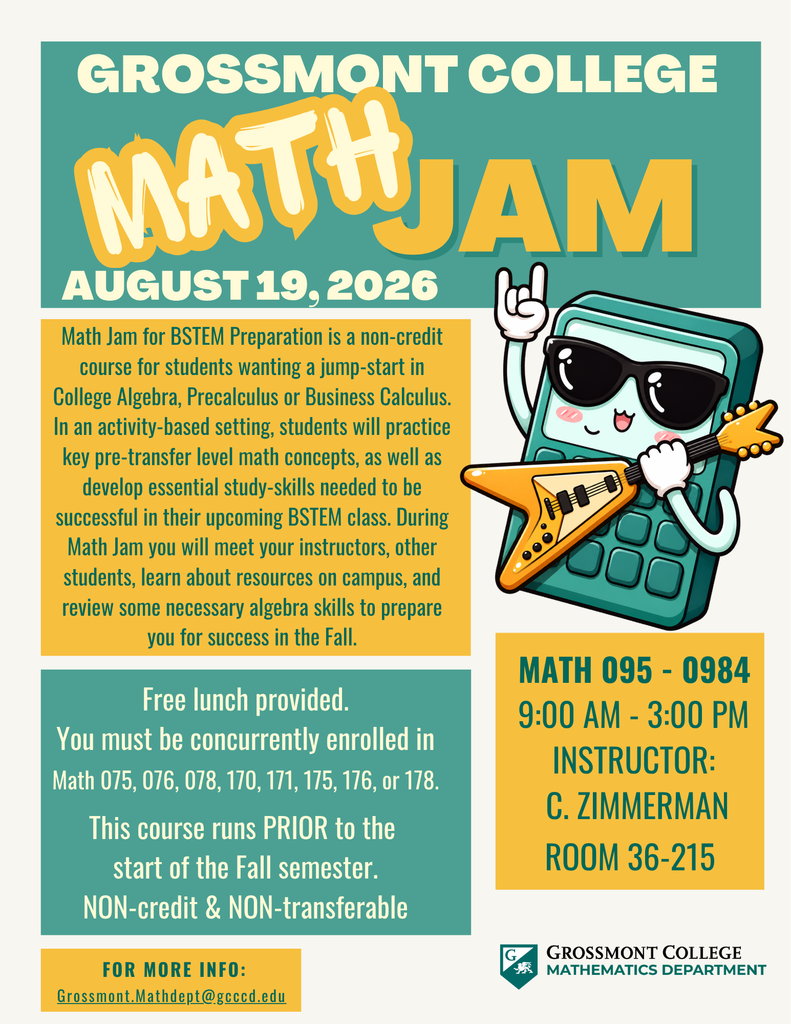 Flyer for Math Jam
