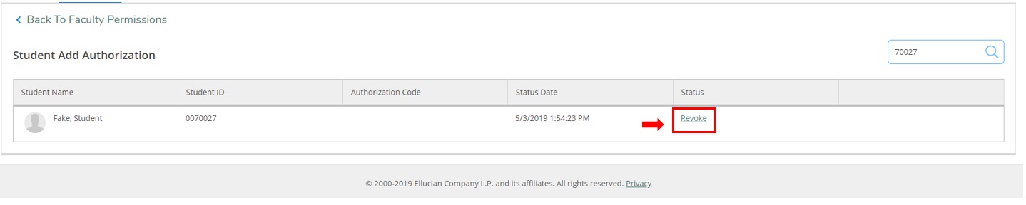 revoking permission for student to add the section on self-service