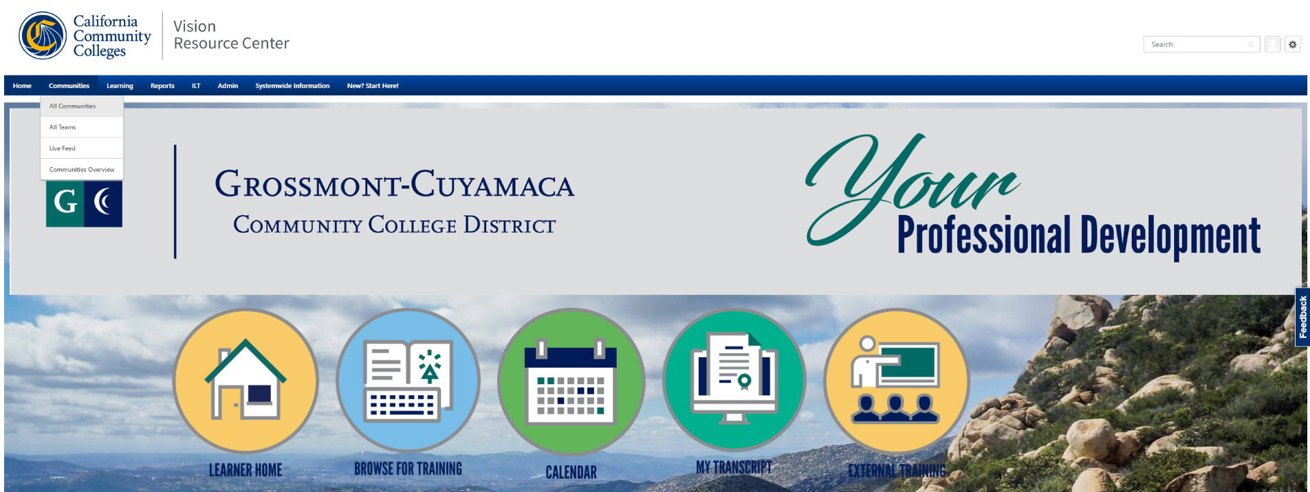 screenshot of the VRC homepage with the 