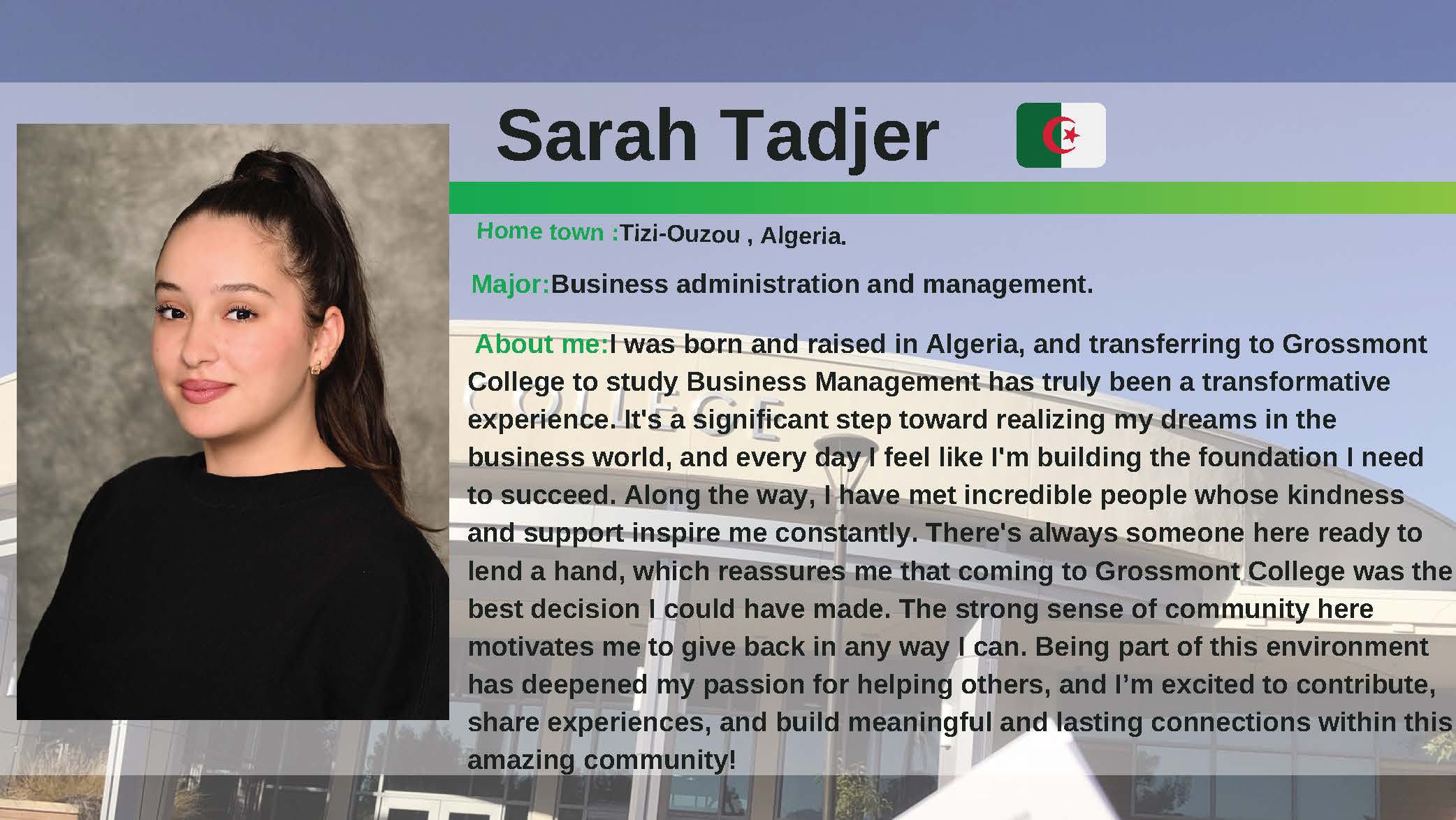 Sarah Tadjer Profile