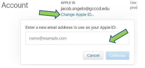 Change ID button change your apple ID button