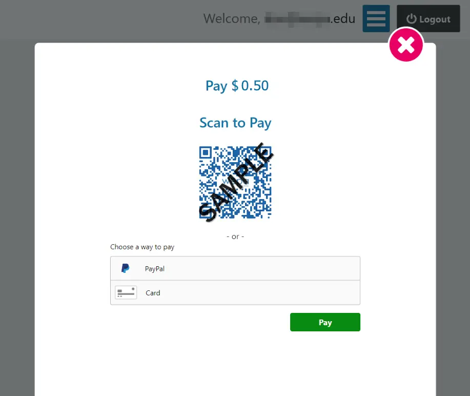 Wepa Kiosk 支付ment Screen Screen shown on Wepa printing kiosks when paying