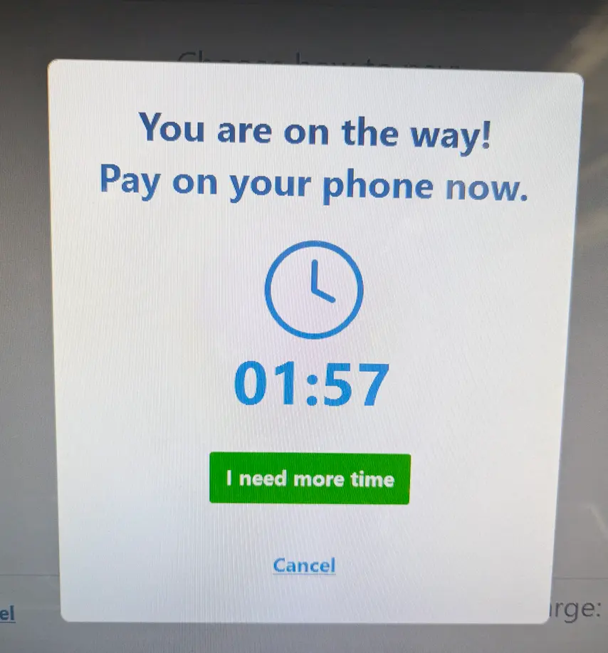 Wepa Transcation Timer Image showing timer counting down on Wepa